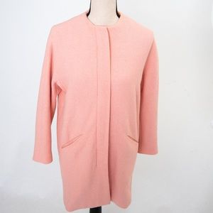 Zara Woman collarless jacket coat peachy pink textured XS